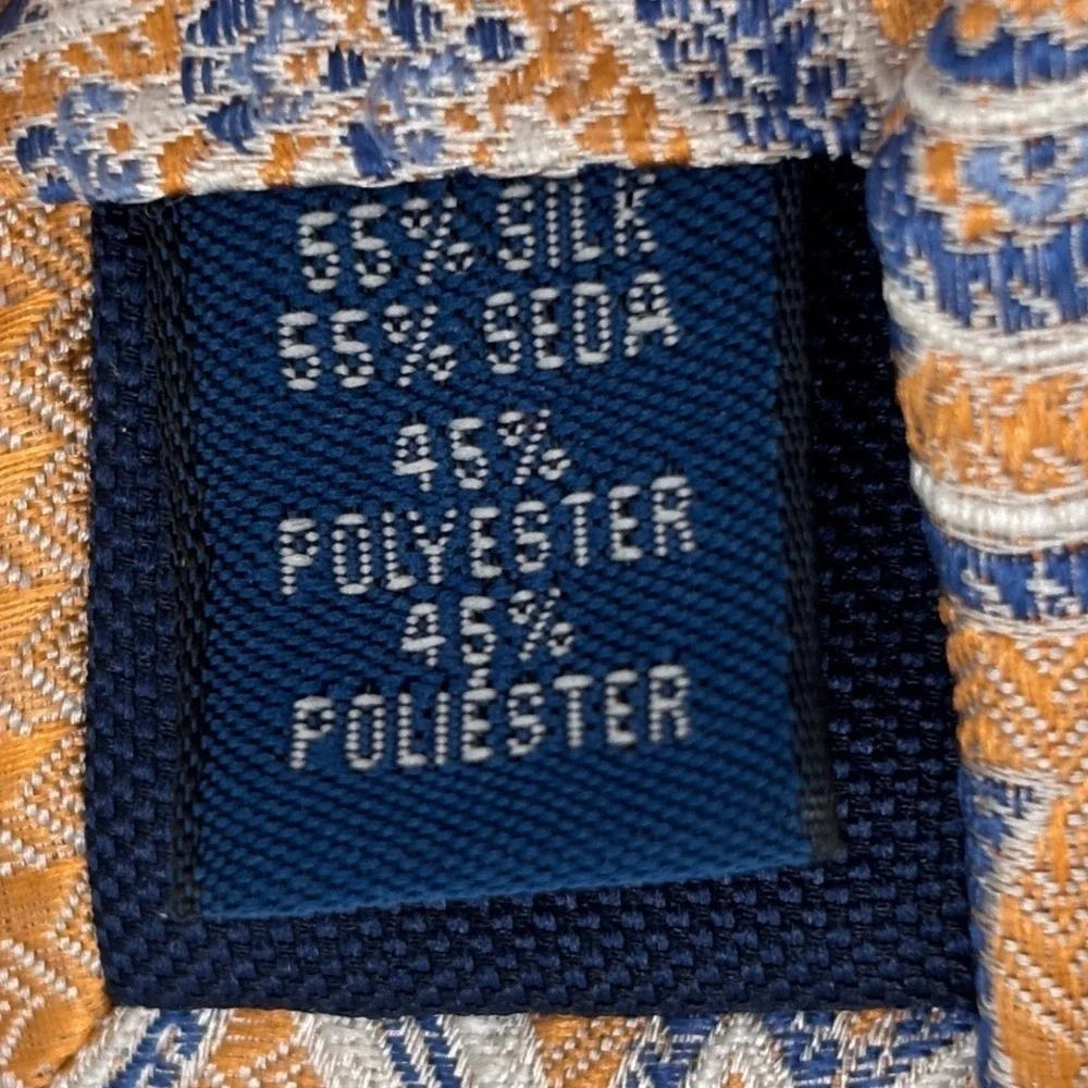 Saddlebred Men's Silk Tie Orange Blue Paisley Handcrafted NWT $45 Retail